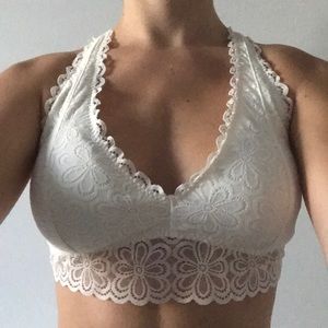 White halter bralette top